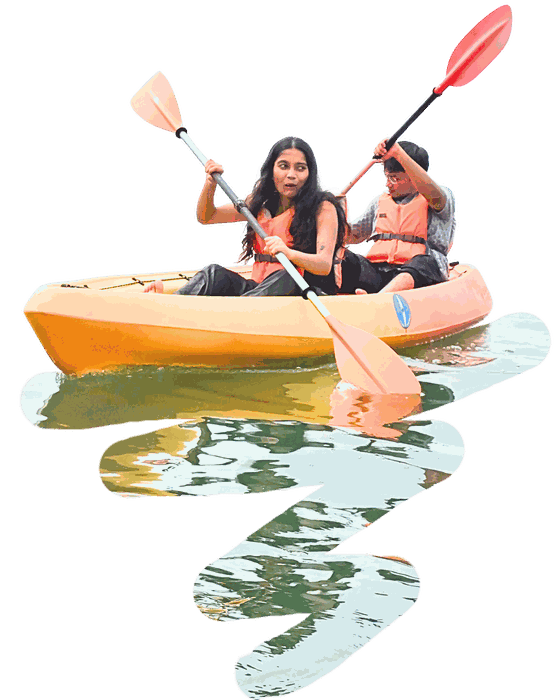 Two participants kayaking during a Climate Week event